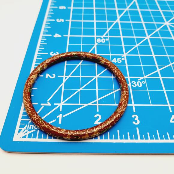 Vintage 1960s Cloisonne Enamel Floral Bangle Bracelet - Picture 8 of 9